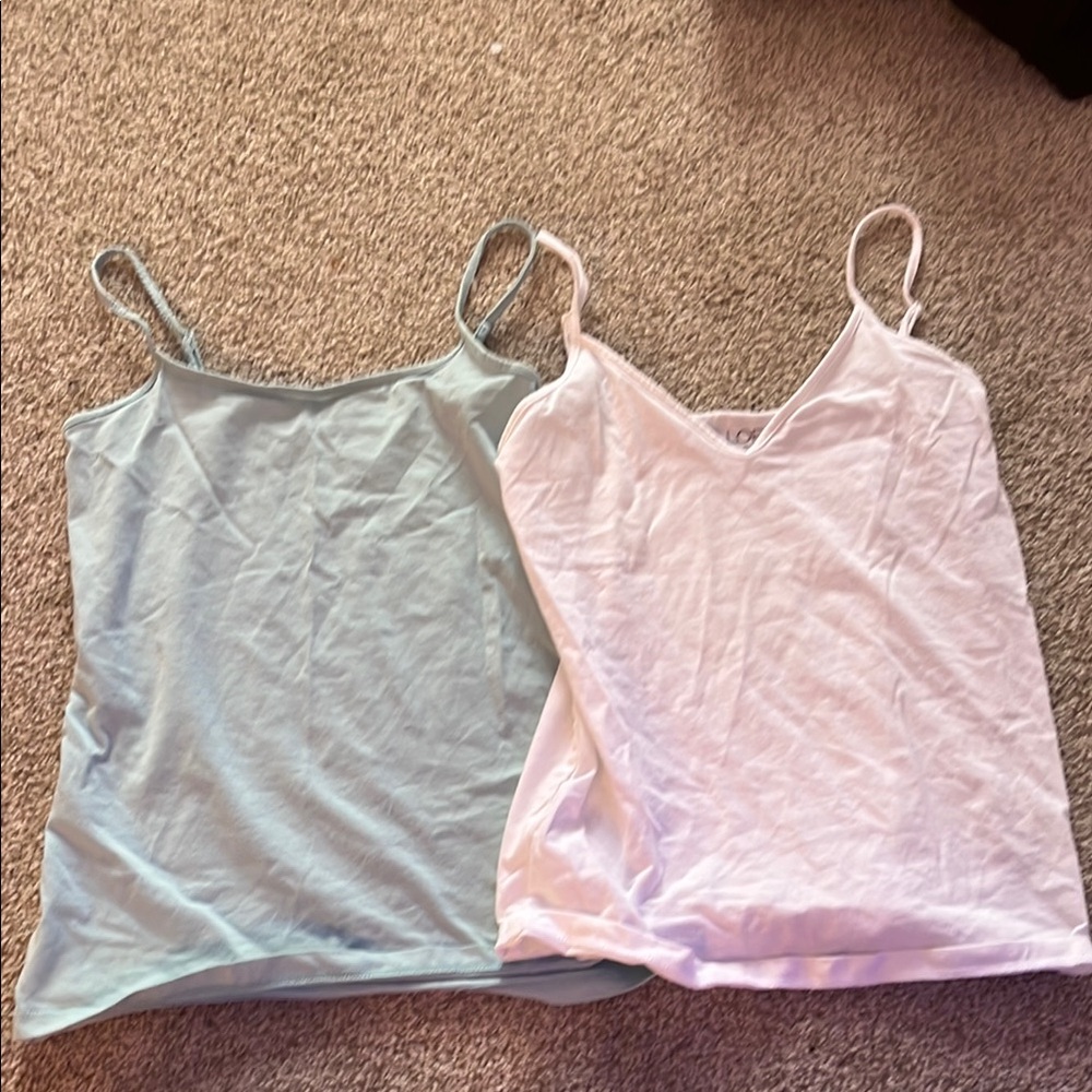 Women's Spaghetti Strap Tops - White and Light Blue